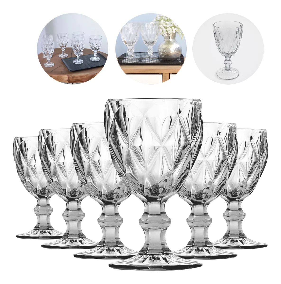 Taça Diamond 340ml De Vidro Luxo Para Vinho, Drinks E Espuma